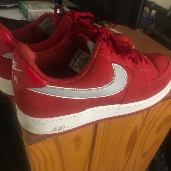 Nike Red Suede Material Air Force 1 - Picture 1 of 5